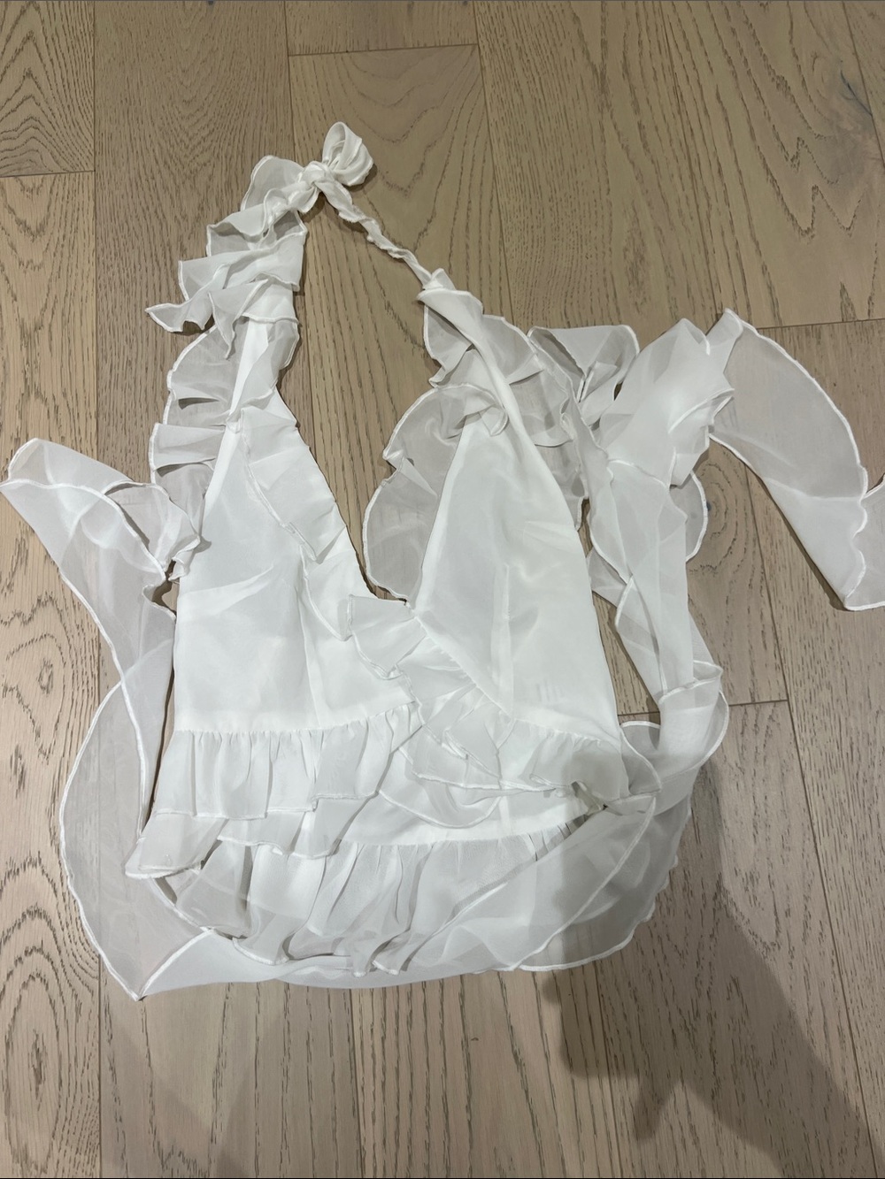 Sheer White Ruffle Halter Bandeau Top